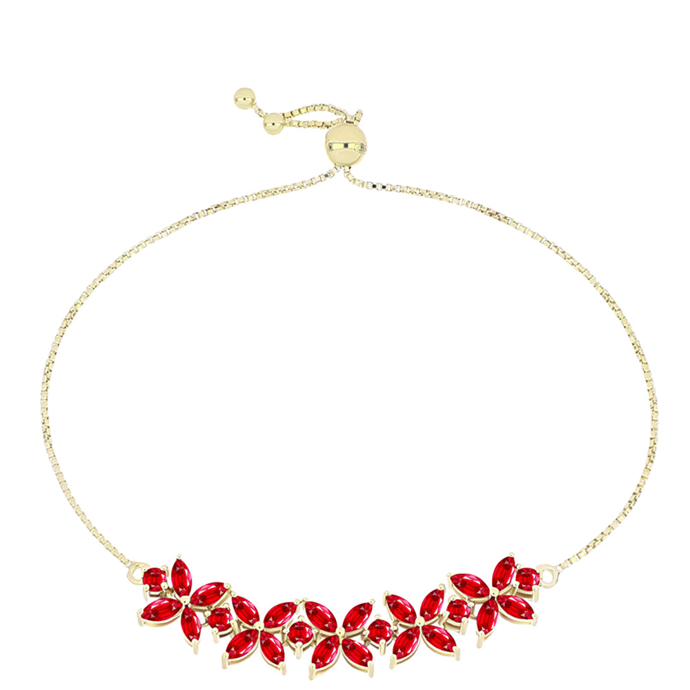Pulsera de Plata Bañada en Oro con Ágata Roja