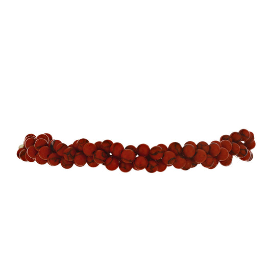 Pulsera de Plata Bañada en Oro con Coral de Esponja Roja