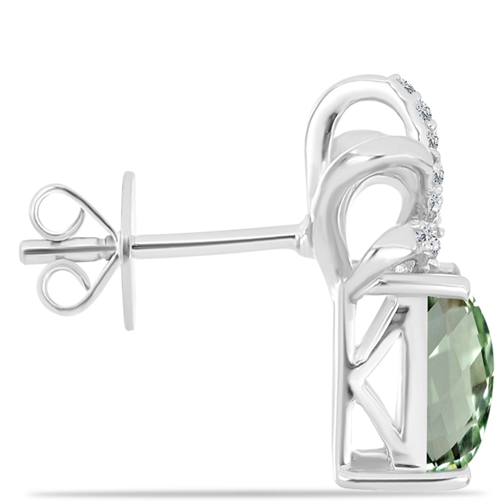 Pendientes de Plata con Amatista Verde y Topacio Blanco