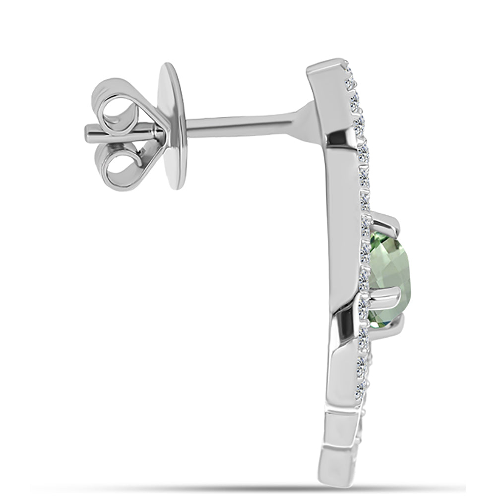 Pendientes de Plata con Amatista Verde y Topacio Blanco