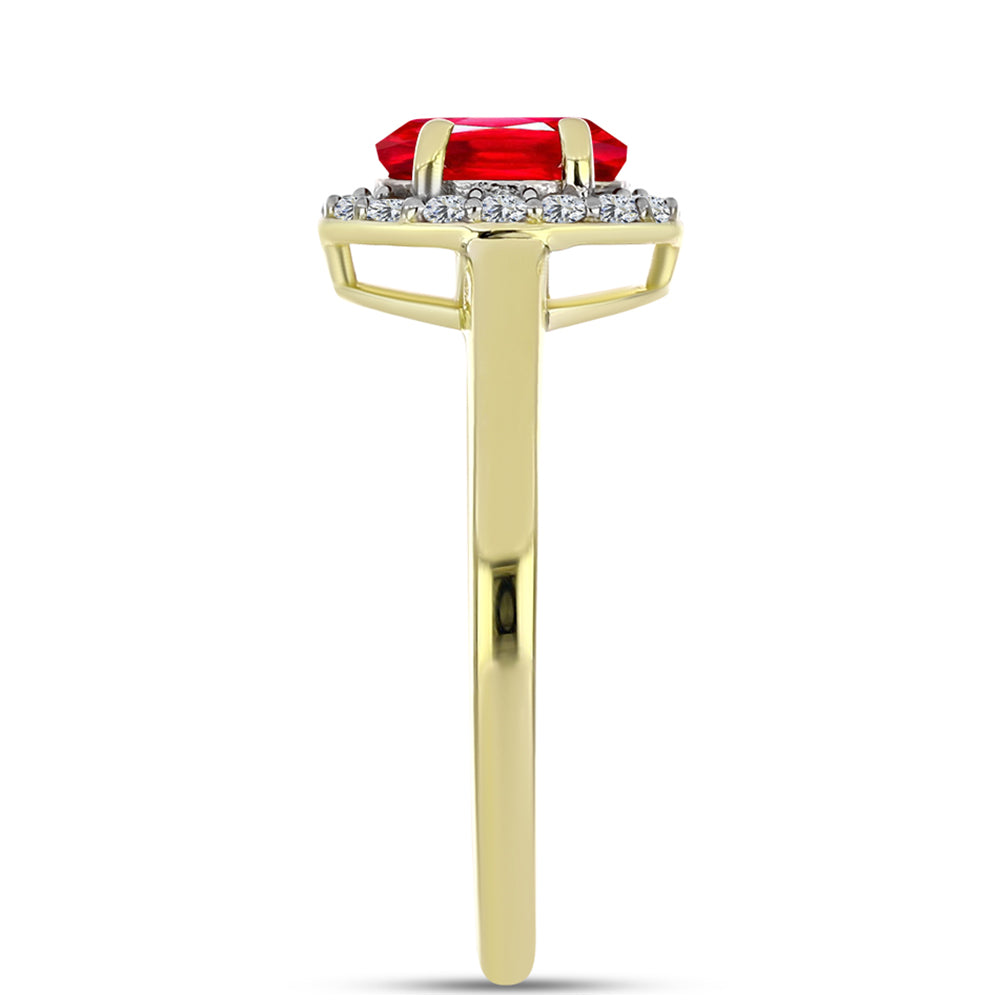 Anillo de Plata Bañada en Oro con Ágata Roja y Topacio Blanco