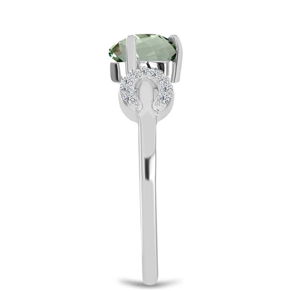 Anillo de Plata con Amatista Verde y Topacio Blanco