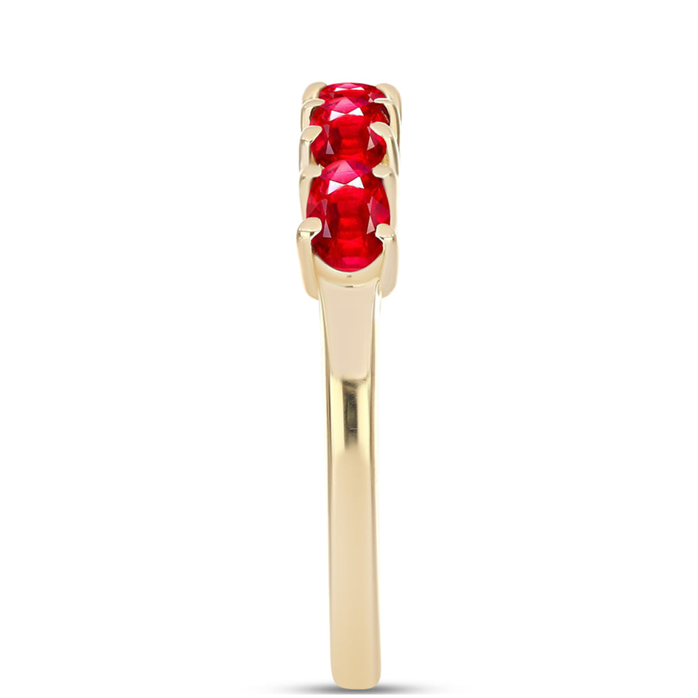 Anillo de Plata Bañada en Oro con Ágata Roja