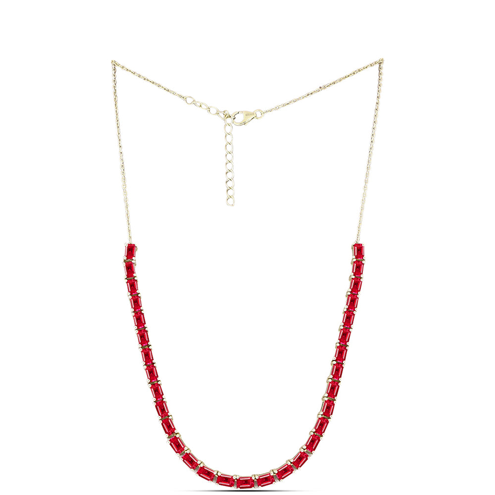 Collar de Plata Bañada en Oro con Ágata Roja
