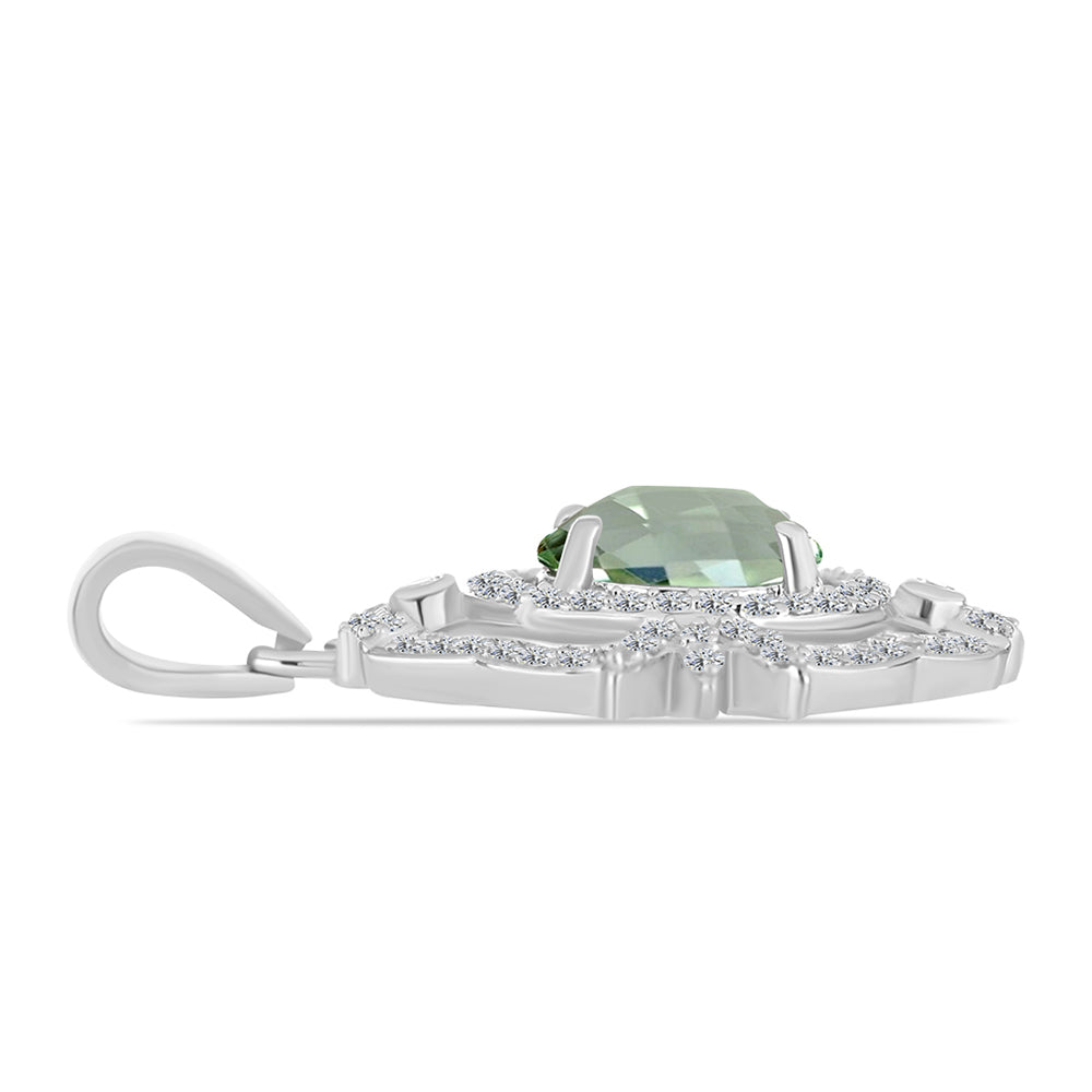Colgante de Plata con Amatista Verde y Topacio Blanco