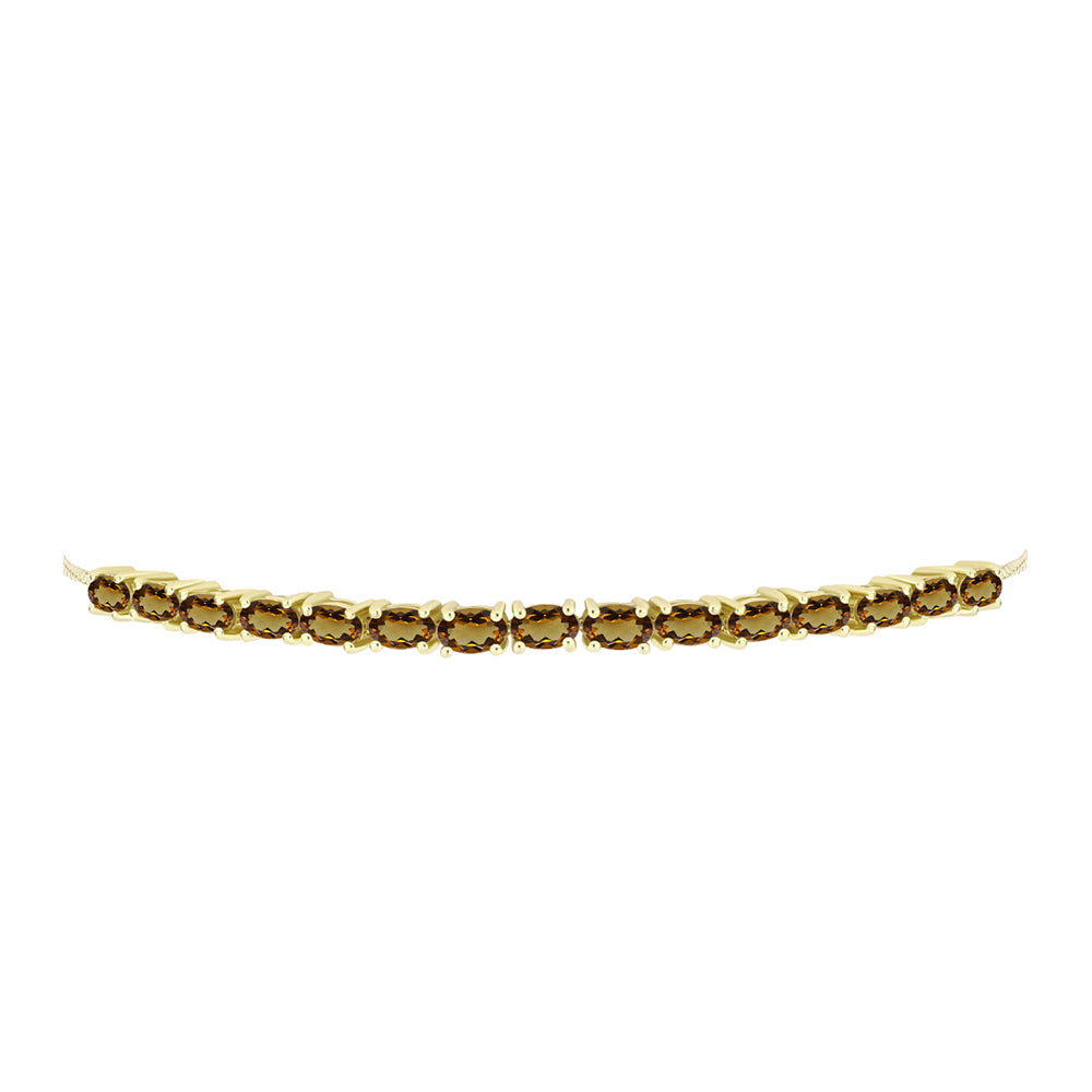 Pulsera de Plata Bañada en Oro con Cuarzo Coñac