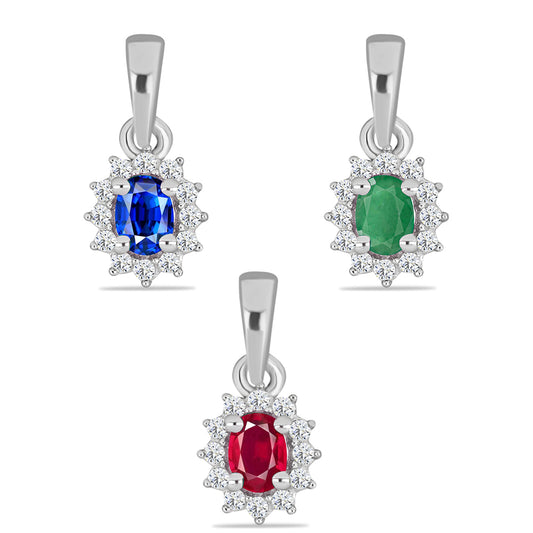 Conjunto de Plata con Rubí de Madagascar y Esmeralda de Brasil ( Colgante )