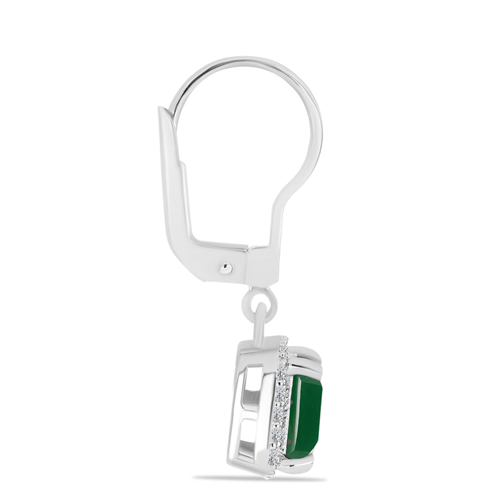 Pendientes de Plata con Calcedonia Verde y Topacio Blanco