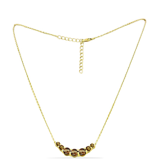 Collar de Plata Bañada en Oro con Cuarzo Coñac