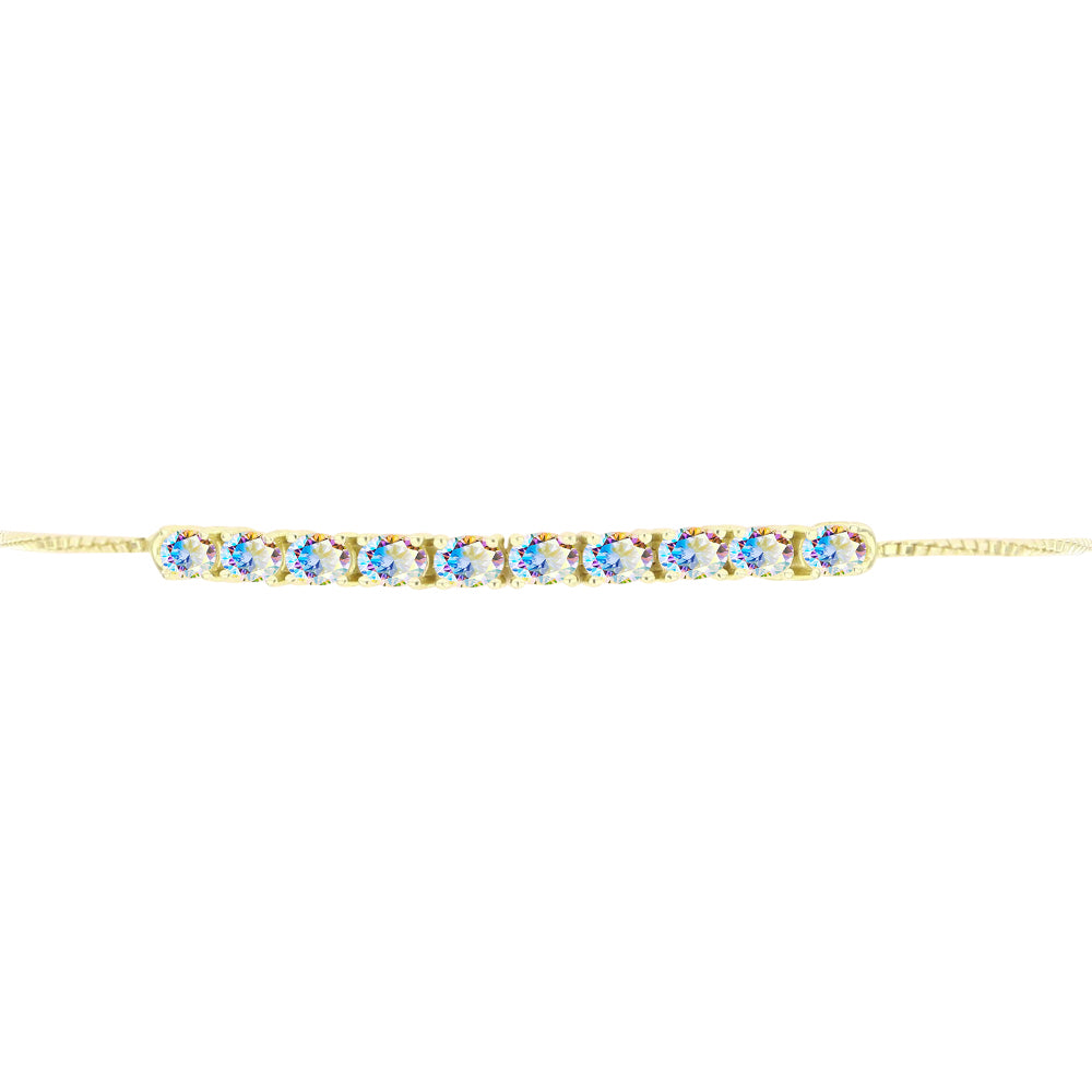 Pulsera de Plata Bañada en Oro con Moisanita hielo