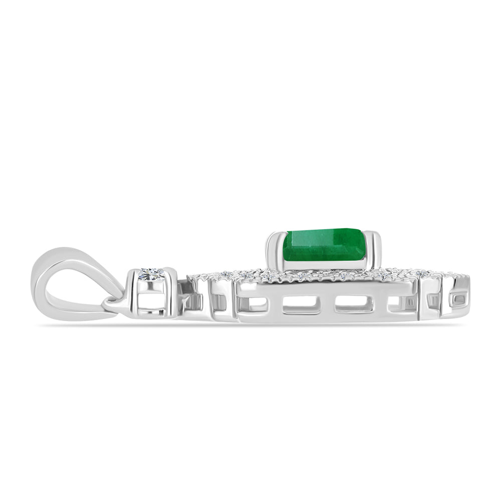 Colgante de Plata con Esmeralda de Brasil y Topacio Blanco