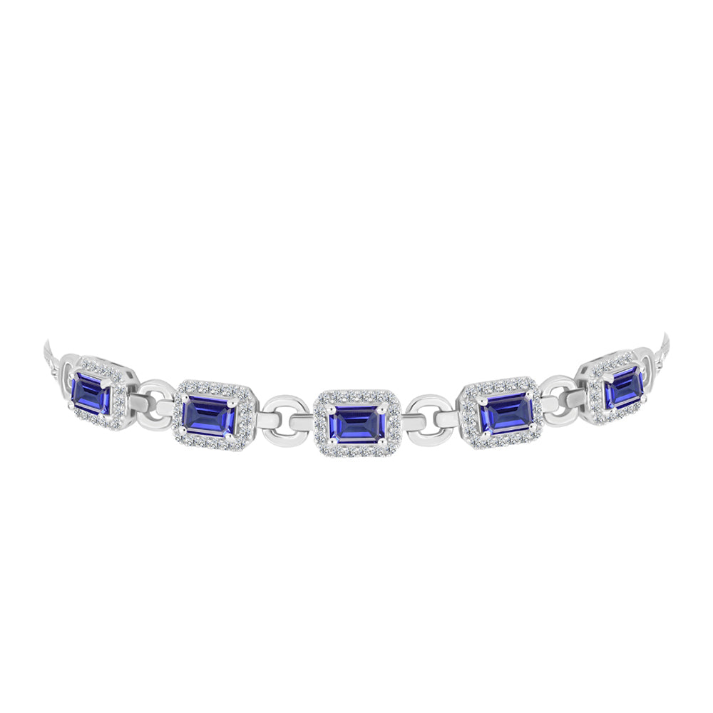 Pulsera de Plata con Tanzanita y Topacio Blanco