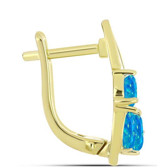 Pendientes de Plata Bañada en Oro con Ópalo Azul Paraiba de Etiopía