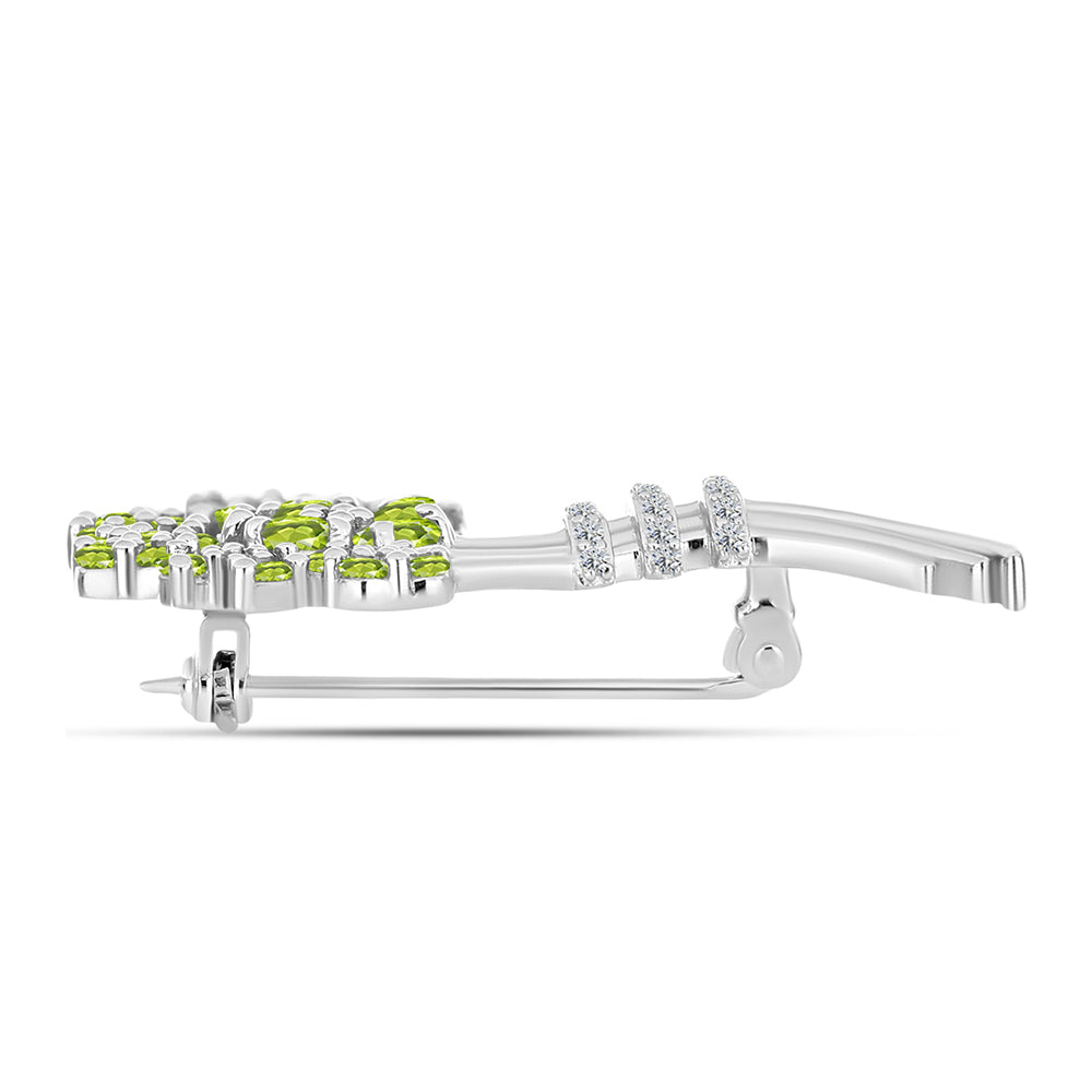 Broche de Plata con Peridoto de Changbai y Topacio Blanco