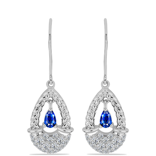 Pendientes de Plata con Zafiro Azul Australiano y Topacio Blanco