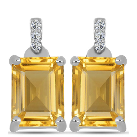 Pendientes de Plata con Citrino de los Montes Urales y Topacio Blanco