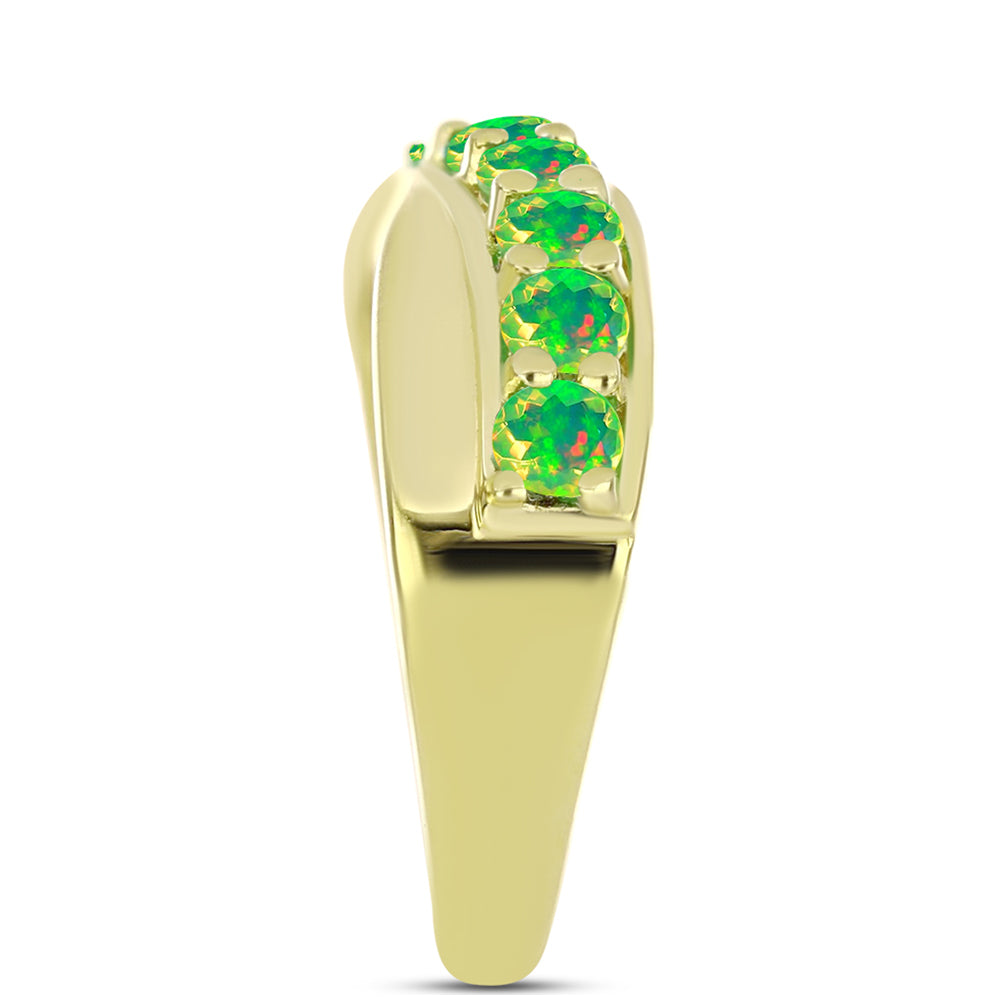 Anillo de Plata Bañada en Oro con Ópalo Verde Etíope de Lega Dembi