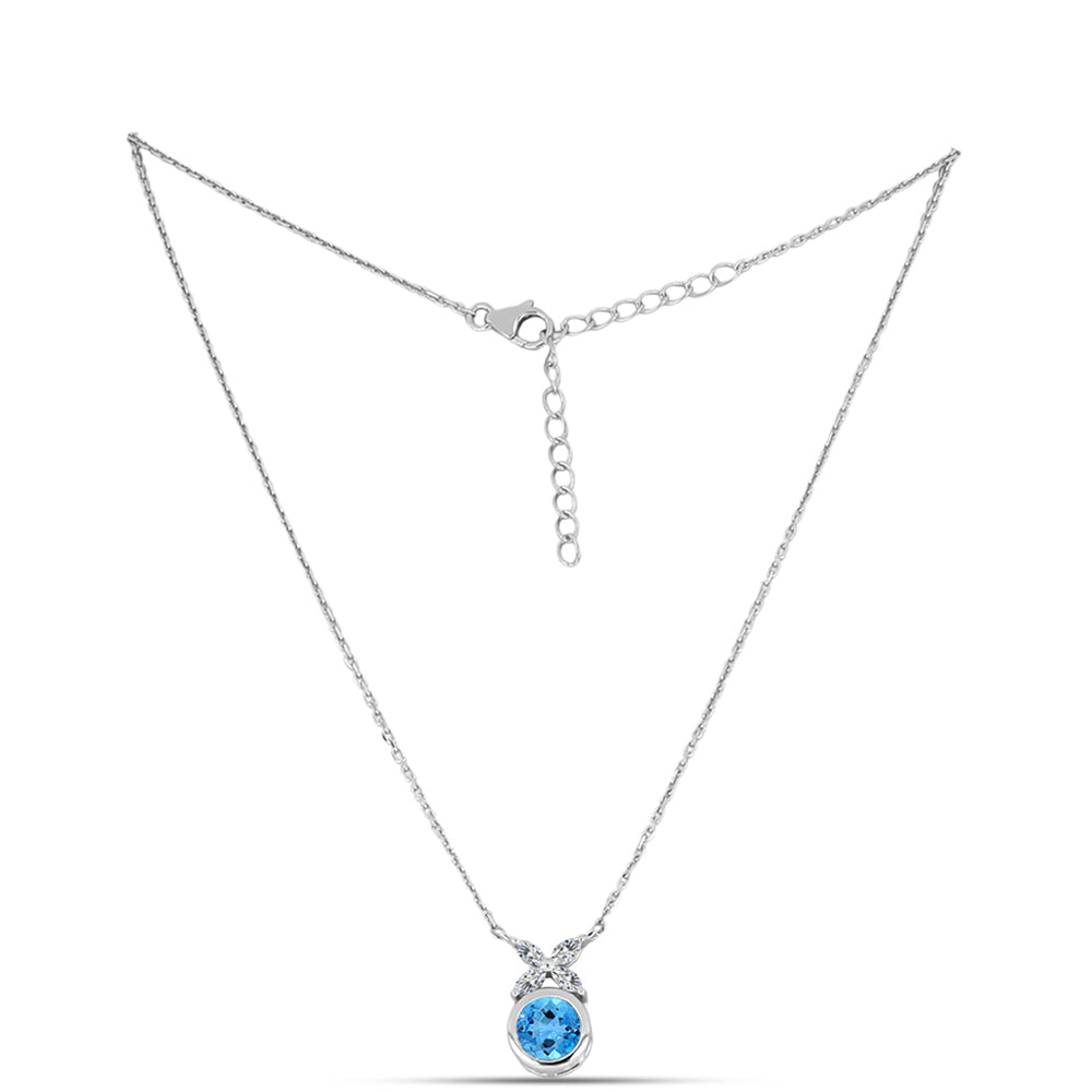 Collar de Plata con Topacio Azul Suizo y Topacio Blanco