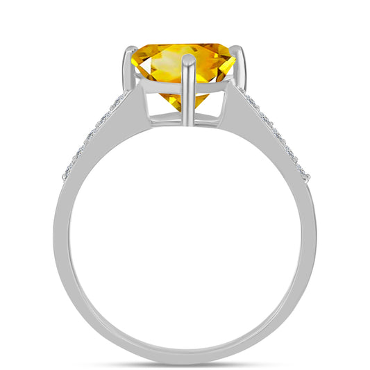 Anillo de Plata con Citrino de los Montes Urales y Topacio Blanco