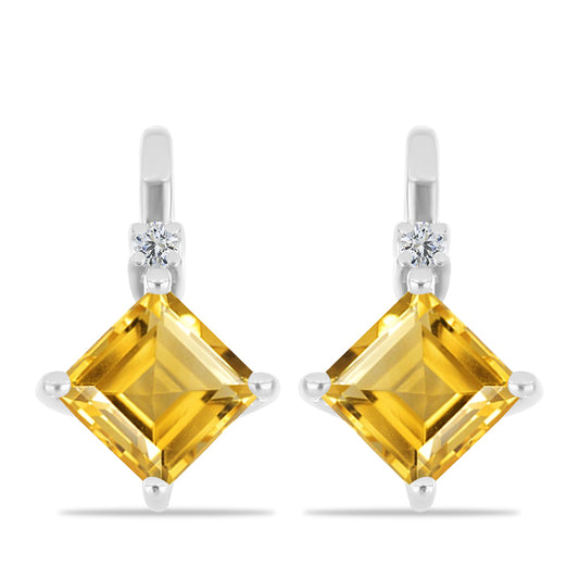 Pendientes de Plata con Citrino de los Montes Urales y Topacio Blanco