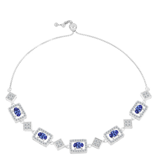 Pulsera de Plata con Tanzanita AAA y Topacio Blanco