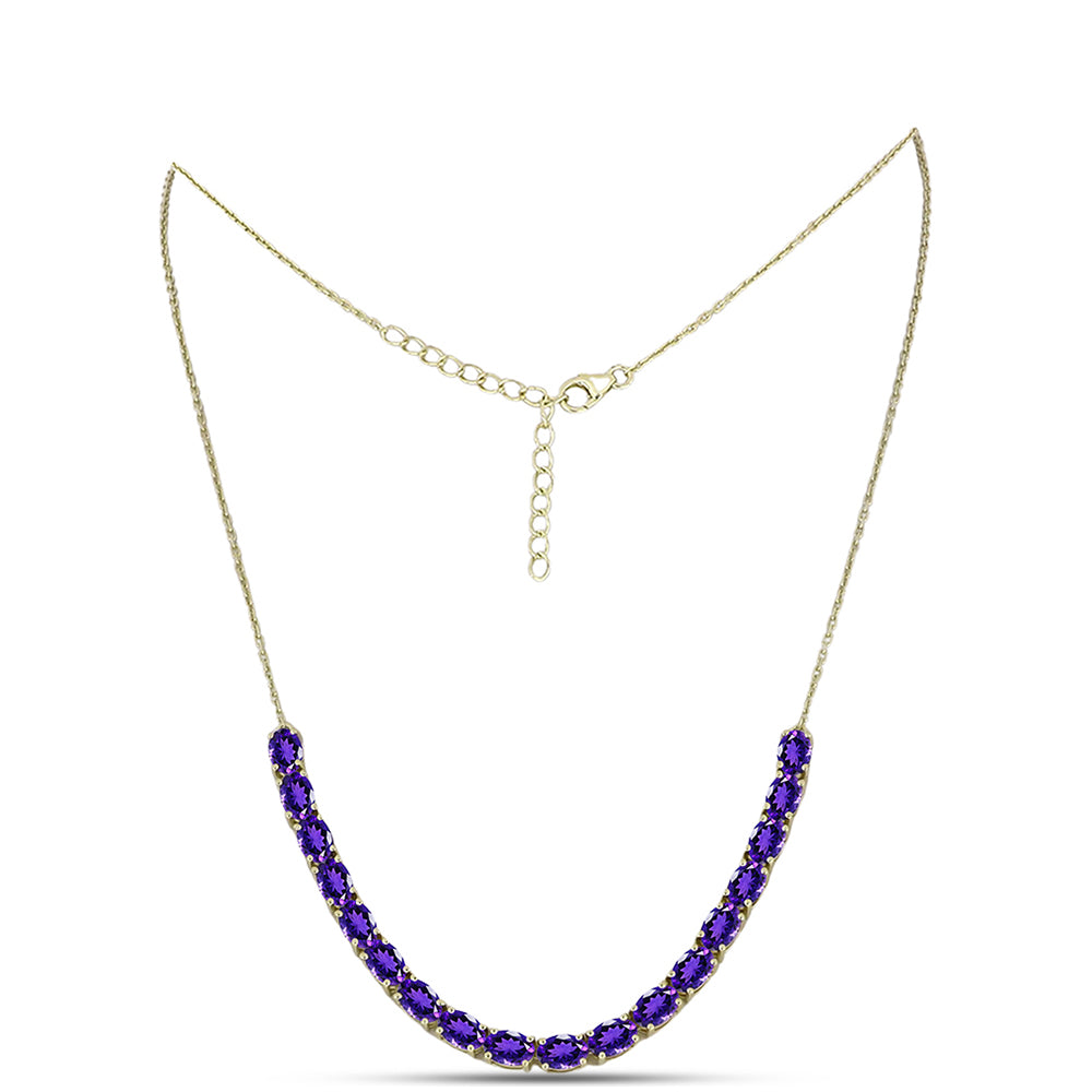 Collar de Plata Bañada en Oro con Amatista de Marruecos