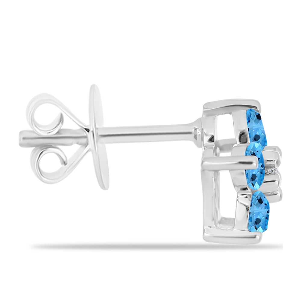 Pendientes de Plata con Topacio Azul Suizo y Topacio Blanco