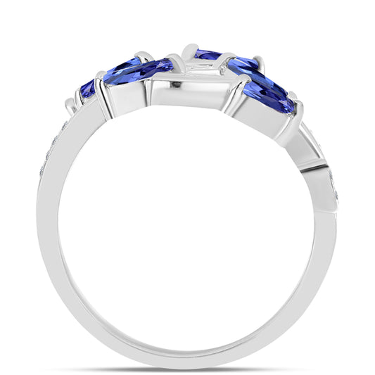 Anillo de Plata con Tanzanita AAA y Topacio Blanco