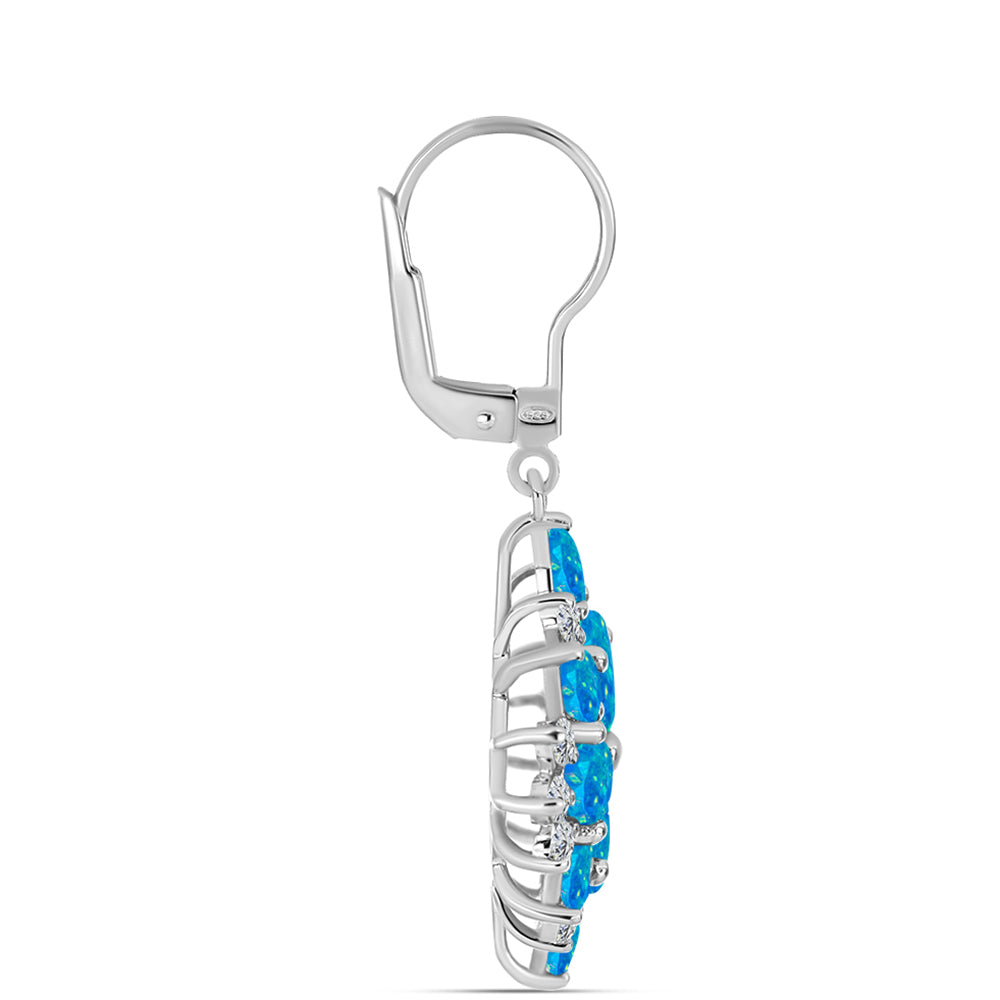 Pendientes de Plata con Ópalo Azul Paraiba de Etiopía y Topacio Blanco