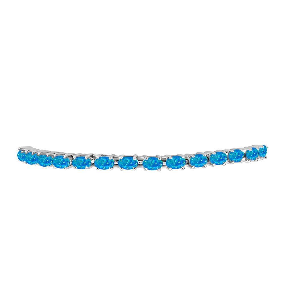 Pulsera de Plata con Ópalo Azul Paraiba de Etiopía