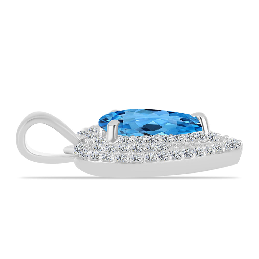 Colgante de Plata con Topacio Azul Suizo y Topacio Blanco