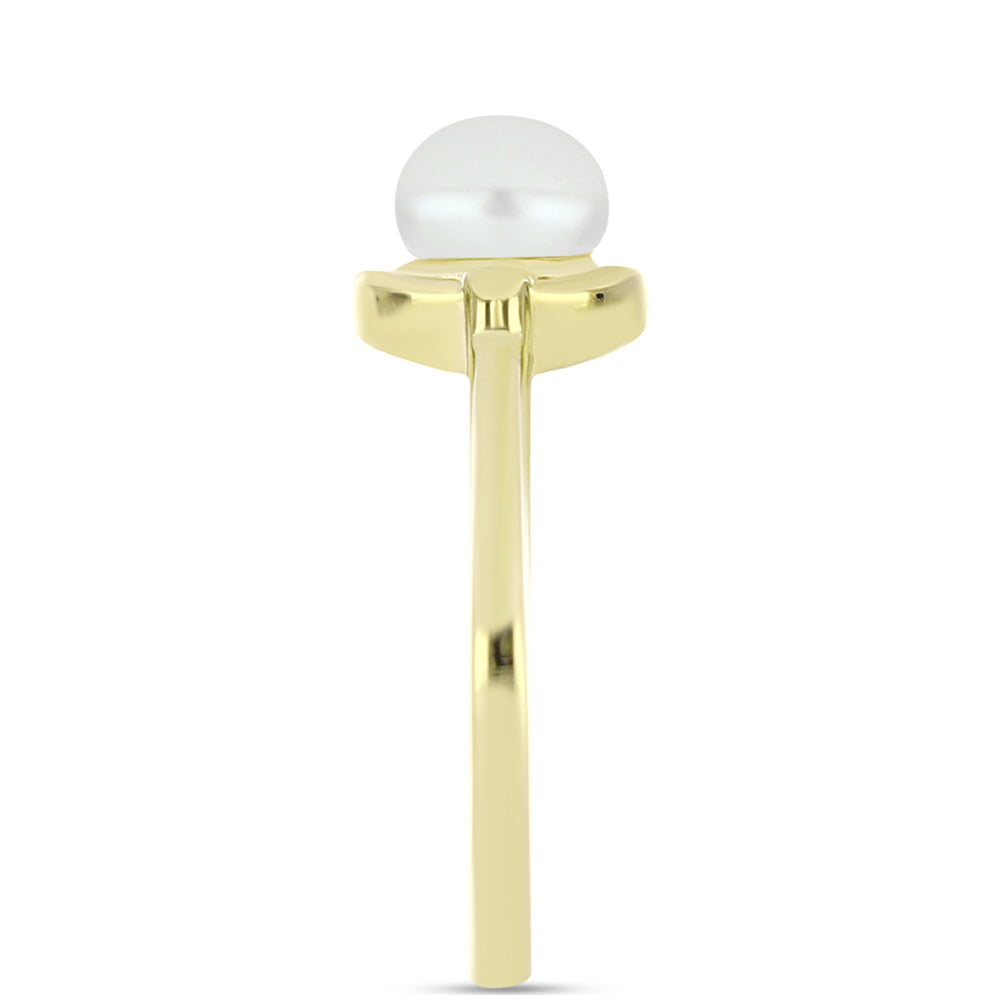 Anillo de Plata Bañada en Oro con Perla de Agua Dulce