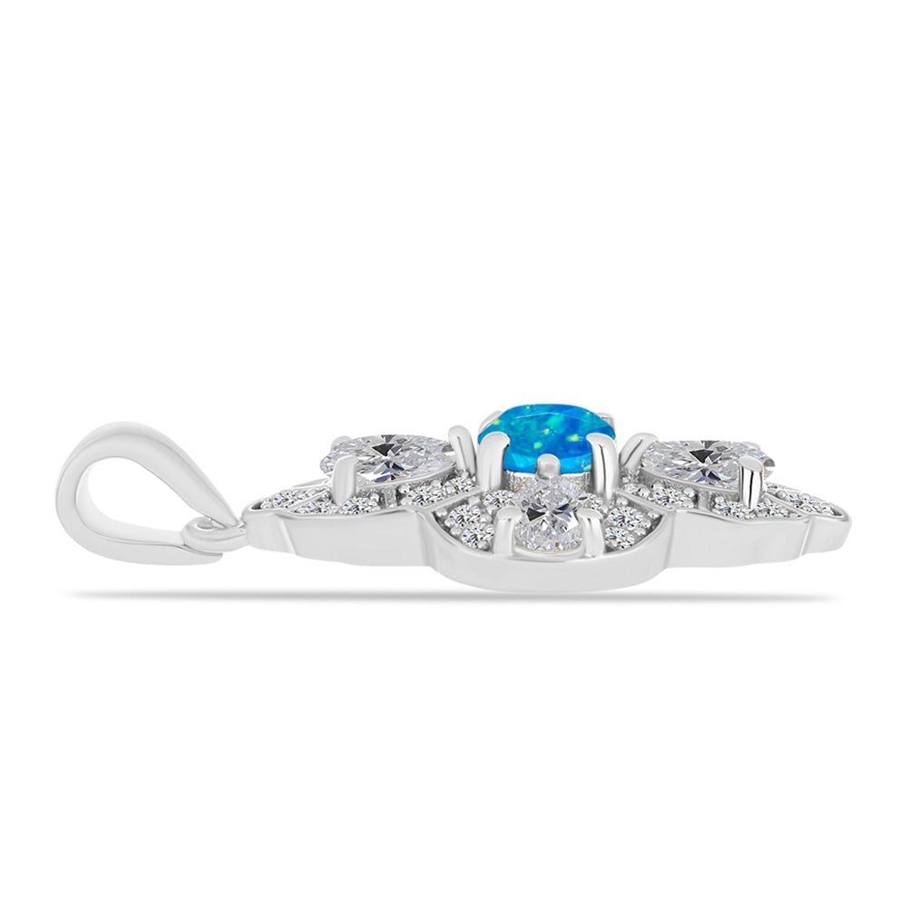 Colgante de Plata con Ópalo Azul Paraiba de Etiopía y Topacio Blanco