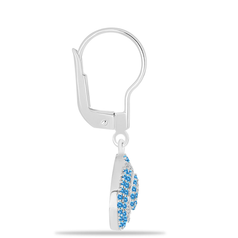 Pendientes de Plata con Topacio Azul Suizo y Topacio Blanco