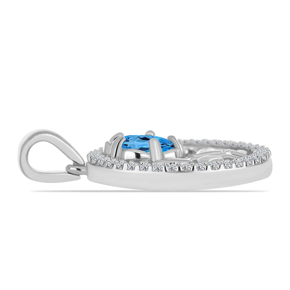 Colgante de Plata con Topacio Azul Suizo y Topacio Blanco