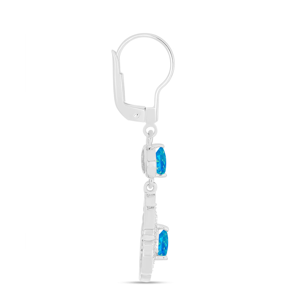 Pendientes de Plata con Ópalo Azul Paraiba de Etiopía y Topacio Blanco