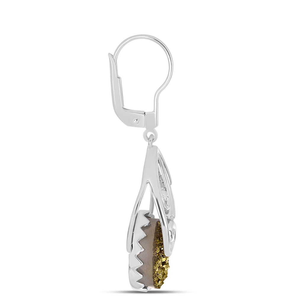 Pendientes de Plata con Drusa Dorada