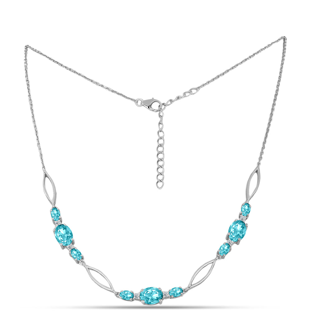 Collar de Plata con Cuarzo Paraiba y Topacio Blanco