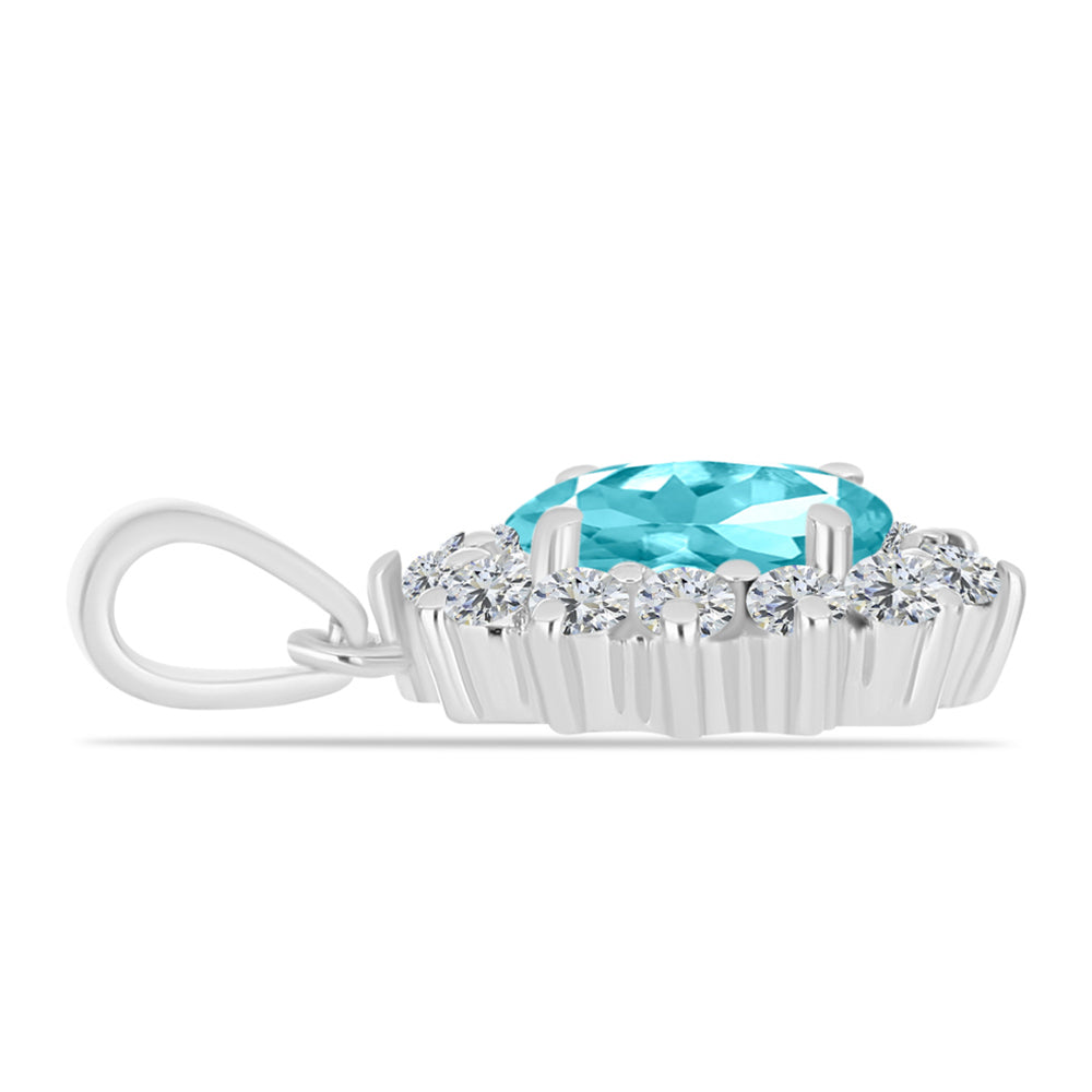 Colgante de Plata con Cuarzo Paraiba y Topacio Blanco