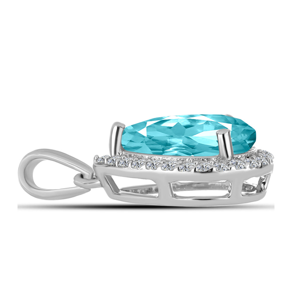 Colgante de Plata con Cuarzo Paraiba y Topacio Blanco