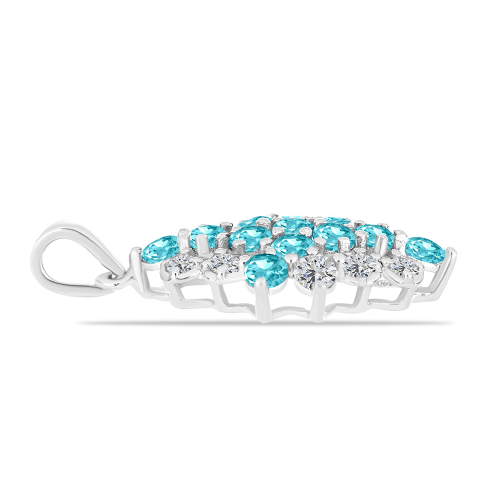 Colgante de Plata con Cuarzo Paraiba y Topacio Blanco