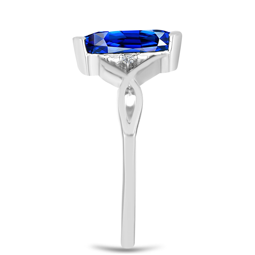 Anillo de Plata con Zafiro Azul Australiano y Topacio Blanco