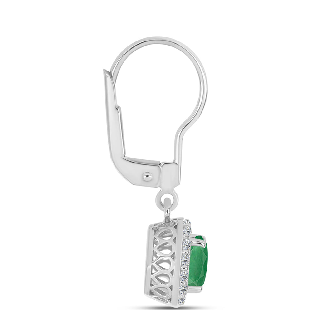 Pendientes de Plata con Esmeralda de Brasil y Topacio Blanco