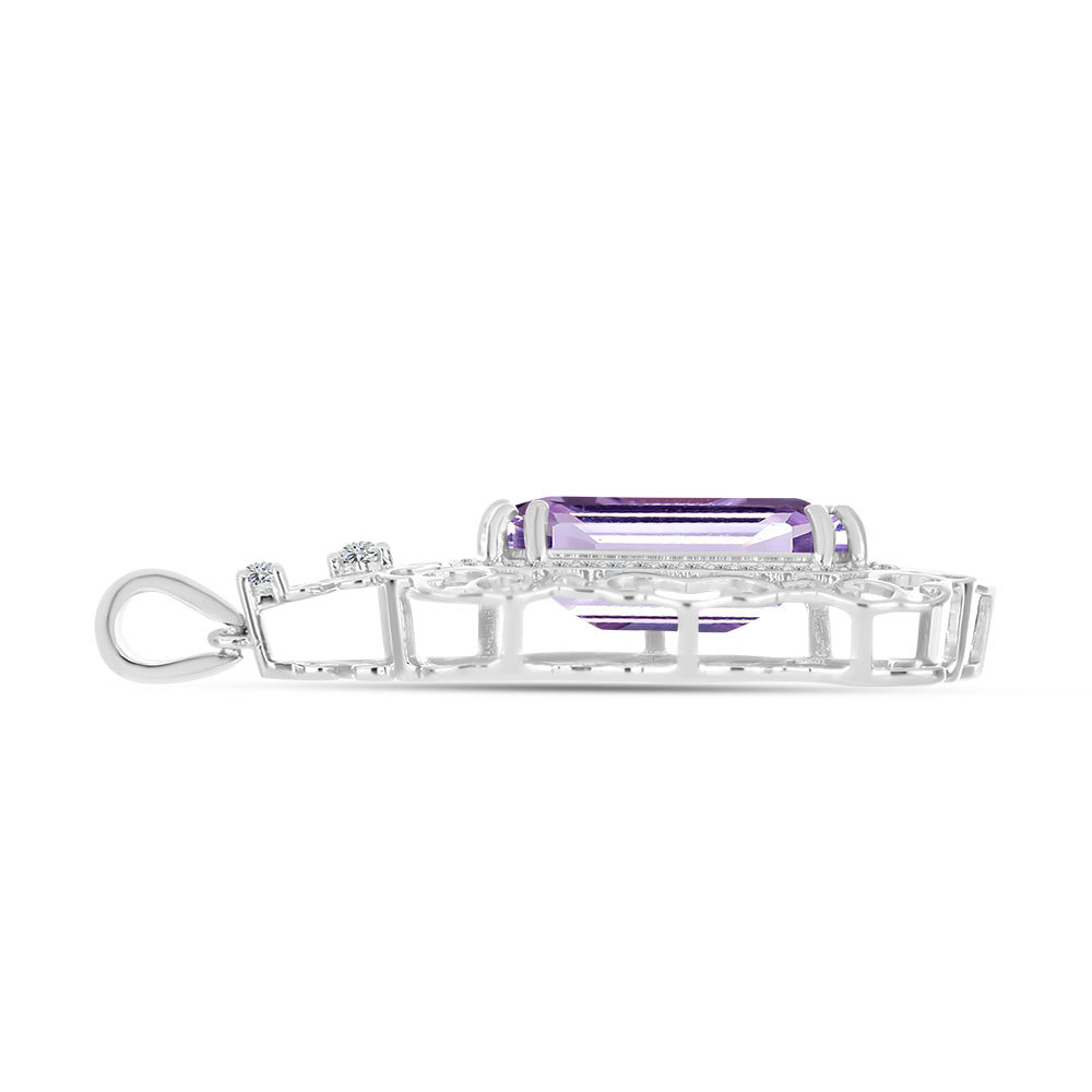 Colgante de Plata con Amatista Rosa de Francia y Topacio Blanco