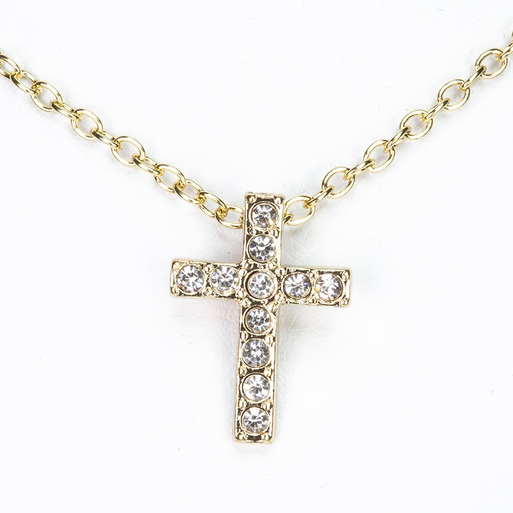 Conjunto de Aleación Bañado en Oro con Cristal Emporia® Blanco ( Collar +Pendientes +Colgante )