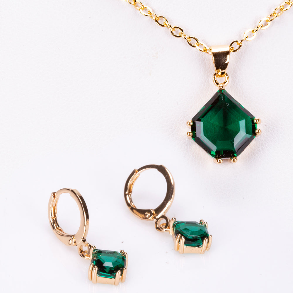 Poner a prueba o probar revista equipaje Conjunto de Aleación Bañado en Oro con Cristal Emporia® Verde (Collar –  Galeria de Joyas