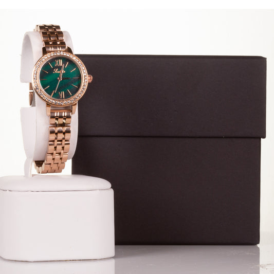 Reloj de aleación con movimiento Miyota de alta calidad con caja de regalo, esfera de color verde esmeralda
