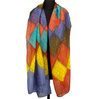 Bufanda de moda 100% viscosa, Tamaño 180 x 100 cm, lavable en la lavadora, color: MULTICOLOR