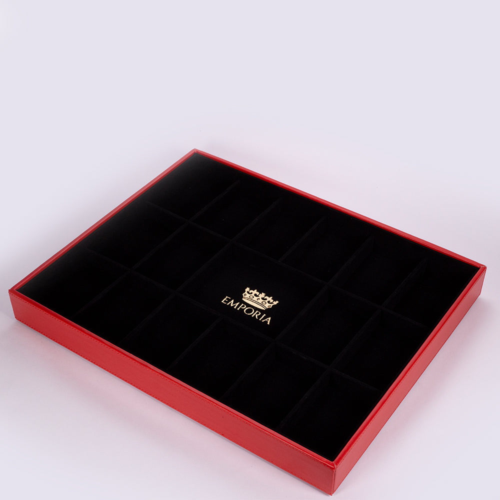 Emporia "Iconic Elizabeth Taylor Red Velvet" Joyero apilable de terciopelo con tapa, rojo