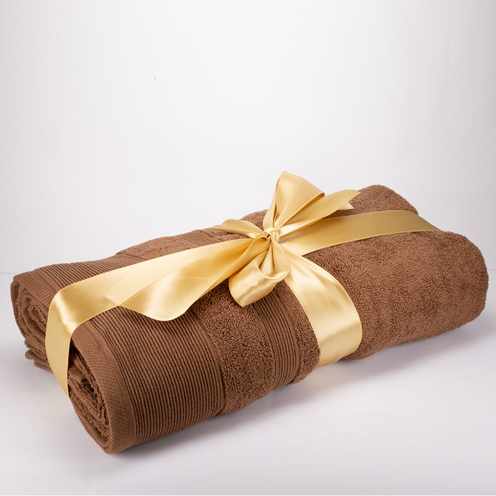 3+3+1 Regalo Juego de 3 piezas de Toallas 100% Microalgodón, 500 GSM, Marrón Chocolate